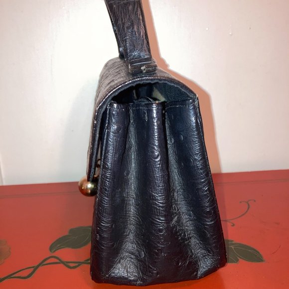 Bienen Davis Vintage black handle ostrich leather bag - Picture 3 of 8